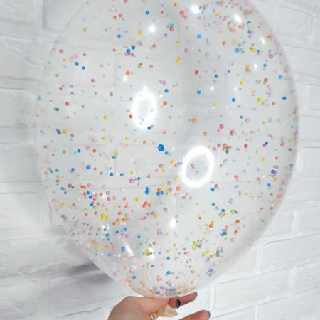 Воздушный шар. Прозрачный с пен. шариками. Разноцветные (14″/35 см)