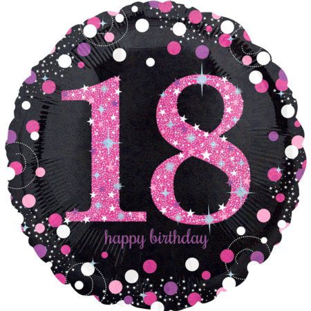 Шар. 18, Happy Birthday, Sparkling, pink (18''/46 см, USA)