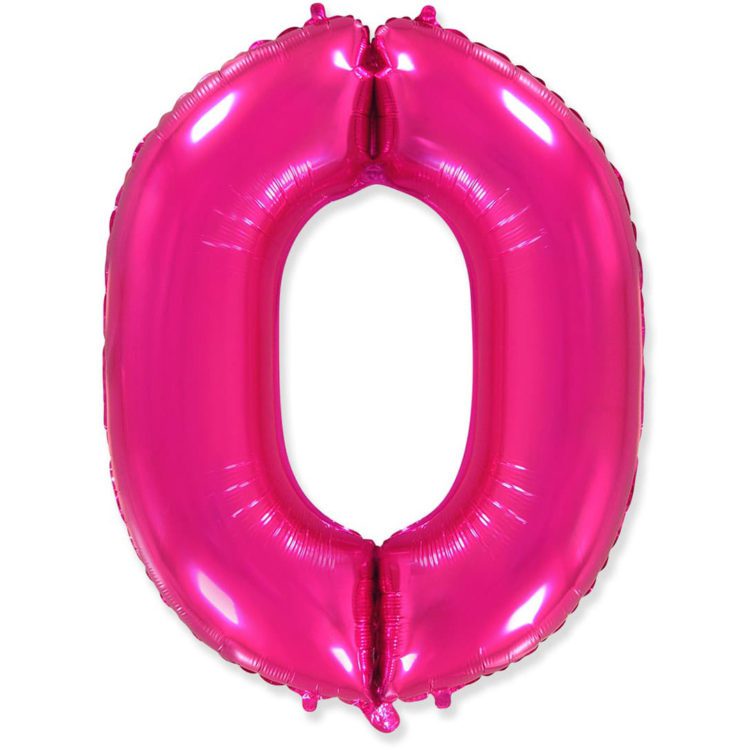 Воздушный шар из фольги. Цифра 0, Фуксия (40''/102 см, ESP)