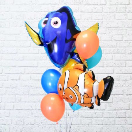 Фольгированный шар (34''/86 см) Фигура, Рыба-клоун Немо, Оранжевый