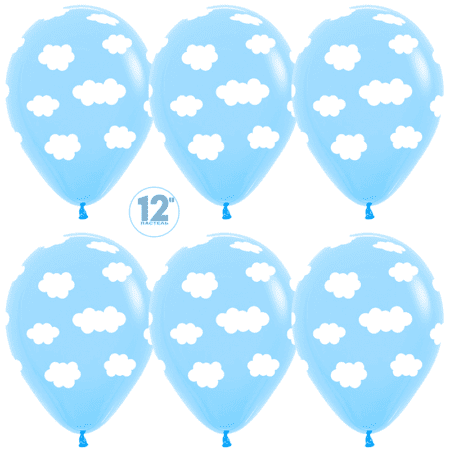 Детский воздушный шар (12''/30 см) Облака, Светло-голубой (039), пастель, 5 ст