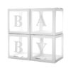 Набор коробок для воздушных шаров Baby, Белые грани, 30*30*30 см, в упаковке 4 шт.