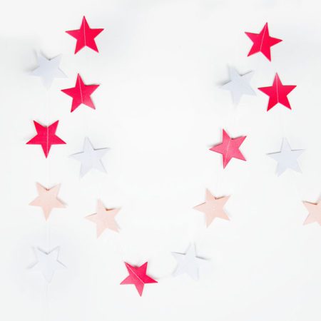 Гирлянда-подвеска Звезда, Розовый микс, 200 см, 7 см*20 шт, 1 упак.