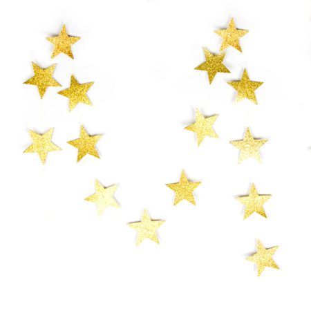 Гирлянда-подвеска Звезда, Золото, с блестками, 200 см, 7 см*20 шт, 1 упак.