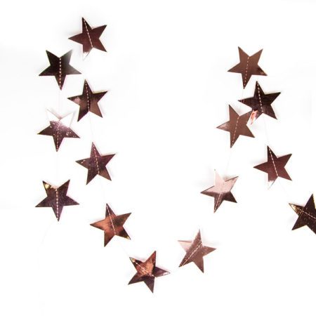 Гирлянда-подвеска Звезда, Розовое Золото, Металлик, 200 см, 7 см*20 шт, 1 упак.