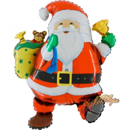 Шар (30''/76 см) Фигура, Забавный Дед Мороз, Красный