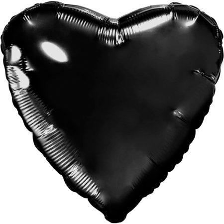 Шар (19''/48 см, RUS) Сердце, Черный