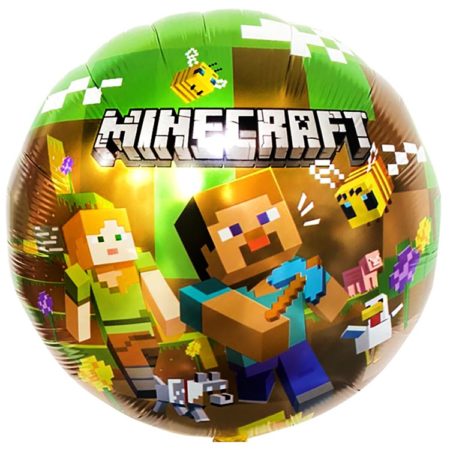 Воздушный шар из фольги. Круг. Minecraft 1 (18”/46 см, CHN)