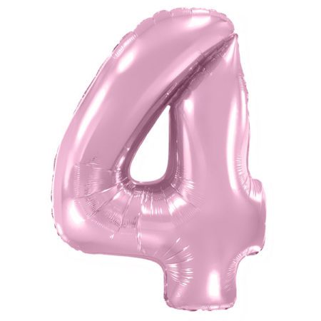Воздушный шар из фольги. Цифра 4, Розовый, Макарунс (40”/102 см, ESP)