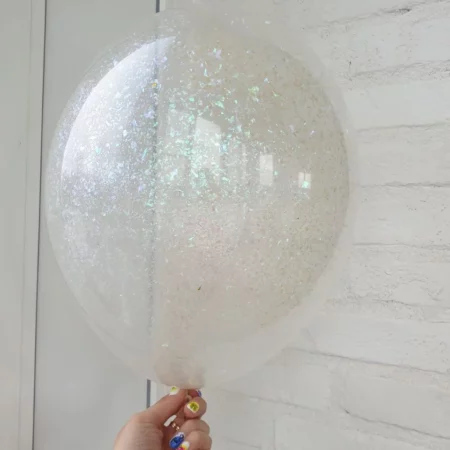 Воздушный шар. Прозрачный с конфетти (12″/30 см) Хамелеон