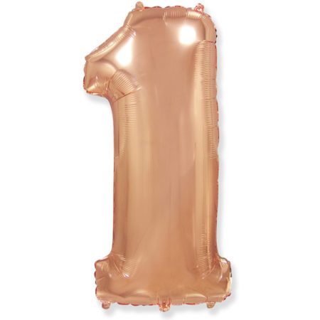 Воздушный шар из фольги. Цифра 1, Розовое Золото (40''/102 см, ESP)