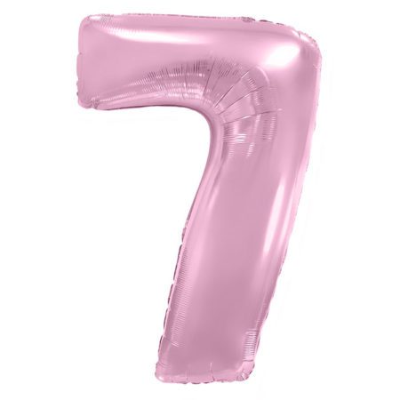 Воздушный шар из фольги. Цифра 7, Розовый, Макарунс (40”/102 см, ESP)