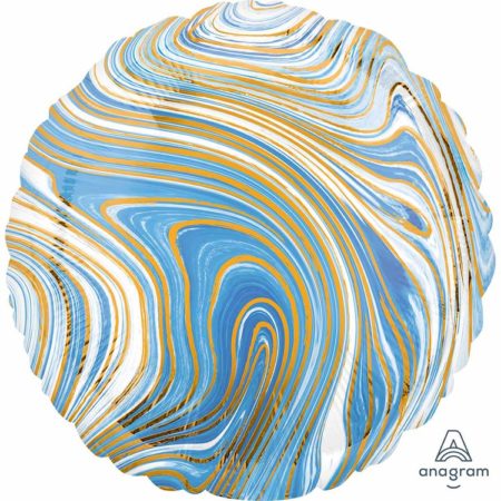Воздушный шар из фольги. Круг. Мрамор Blue (18”/46 см, USA)