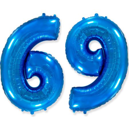 Воздушный шар из фольги. Цифра 6, Синий (40''/102 см, ESP)