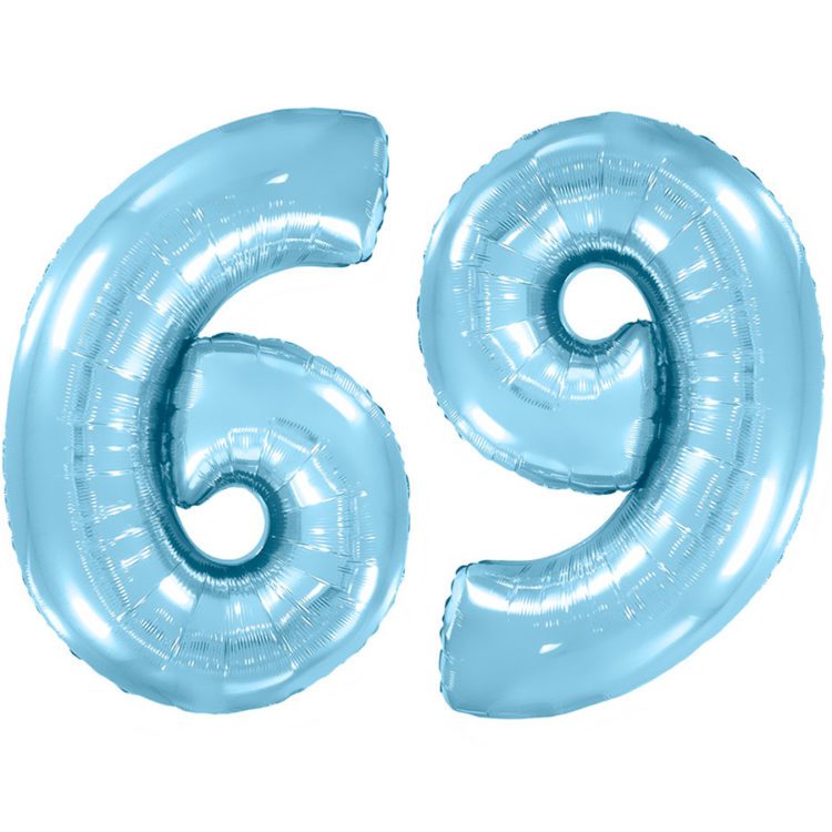 Воздушный шар из фольги. Цифра 6, Голубой (40”/102 см, ESP)