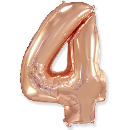 Воздушный шар из фольги. Цифра 4, Розовое Золото (40''/102 см, ESP)
