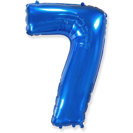 Воздушный шар из фольги. Цифра 7, Синий (40''/102 см, ESP)