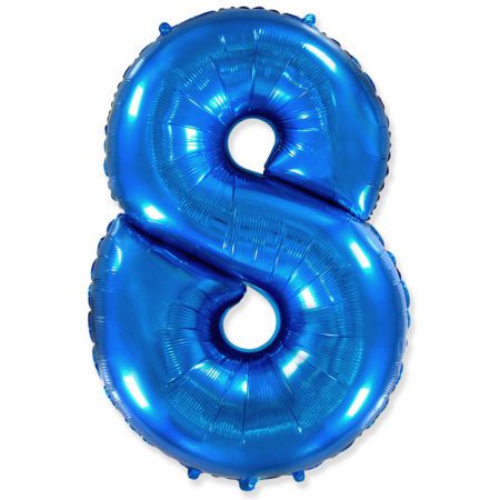 Воздушный шар из фольги. Цифра 8, Синий (40''/102 см, ESP)