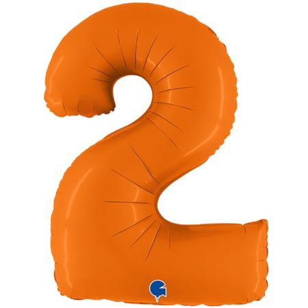 Воздушный шар из фольги. Цифра 2, Оранжевый (40”/102 см, ITA)