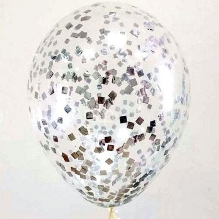 Воздушный шар. Прозрачный с конфетти. Квадраты (12
